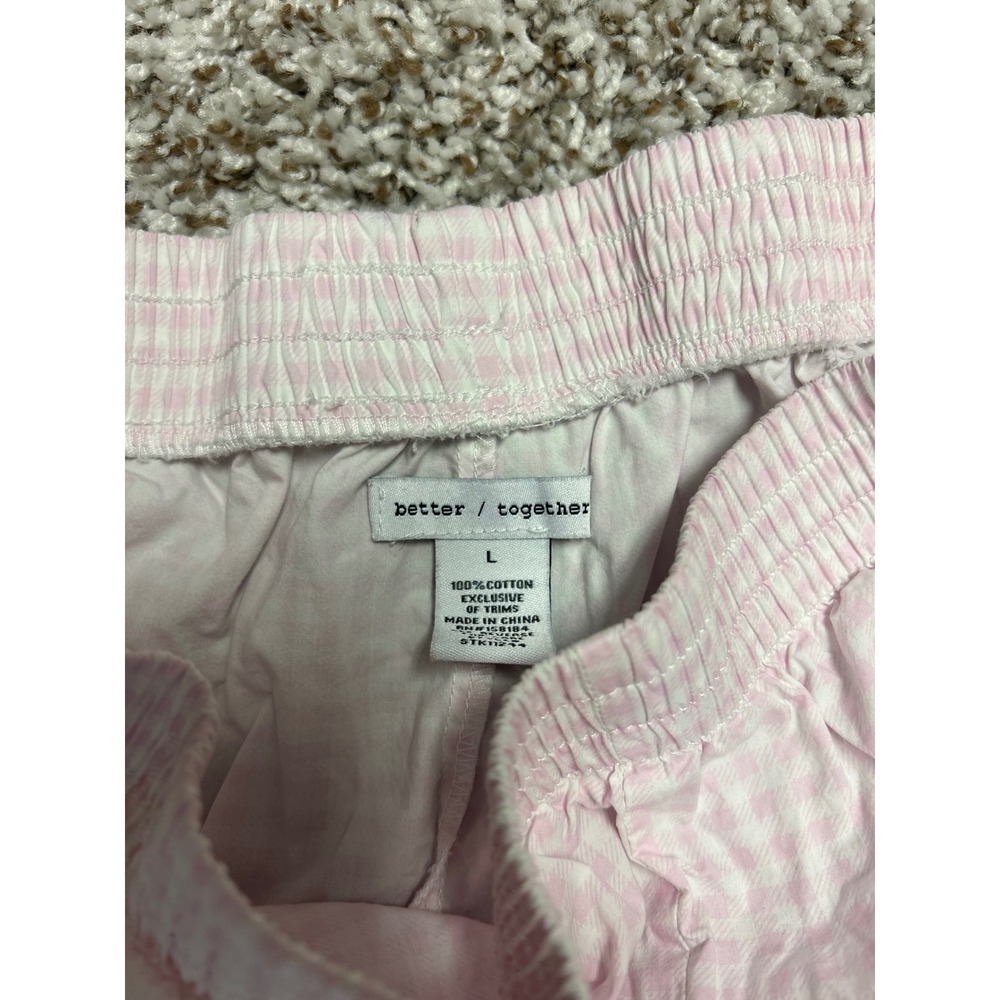 Better Together Pink Gingham Pajama Shorts 100% Cotton Size L - Picture 3 of 4